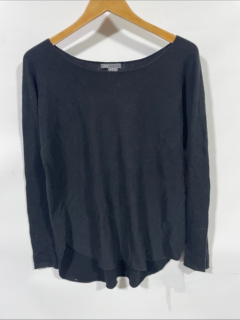 Vince Black Long-Sleeve Boatneck Sweater